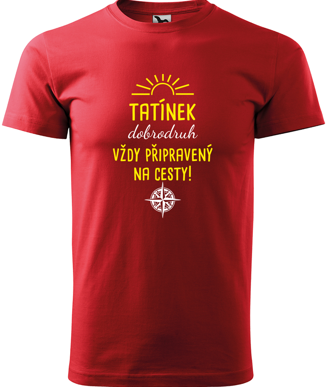 Pánské cestovatelské tričko - Tatínek dobrodruh Velikost: M, Barva: Červená (07), Střih: pánský