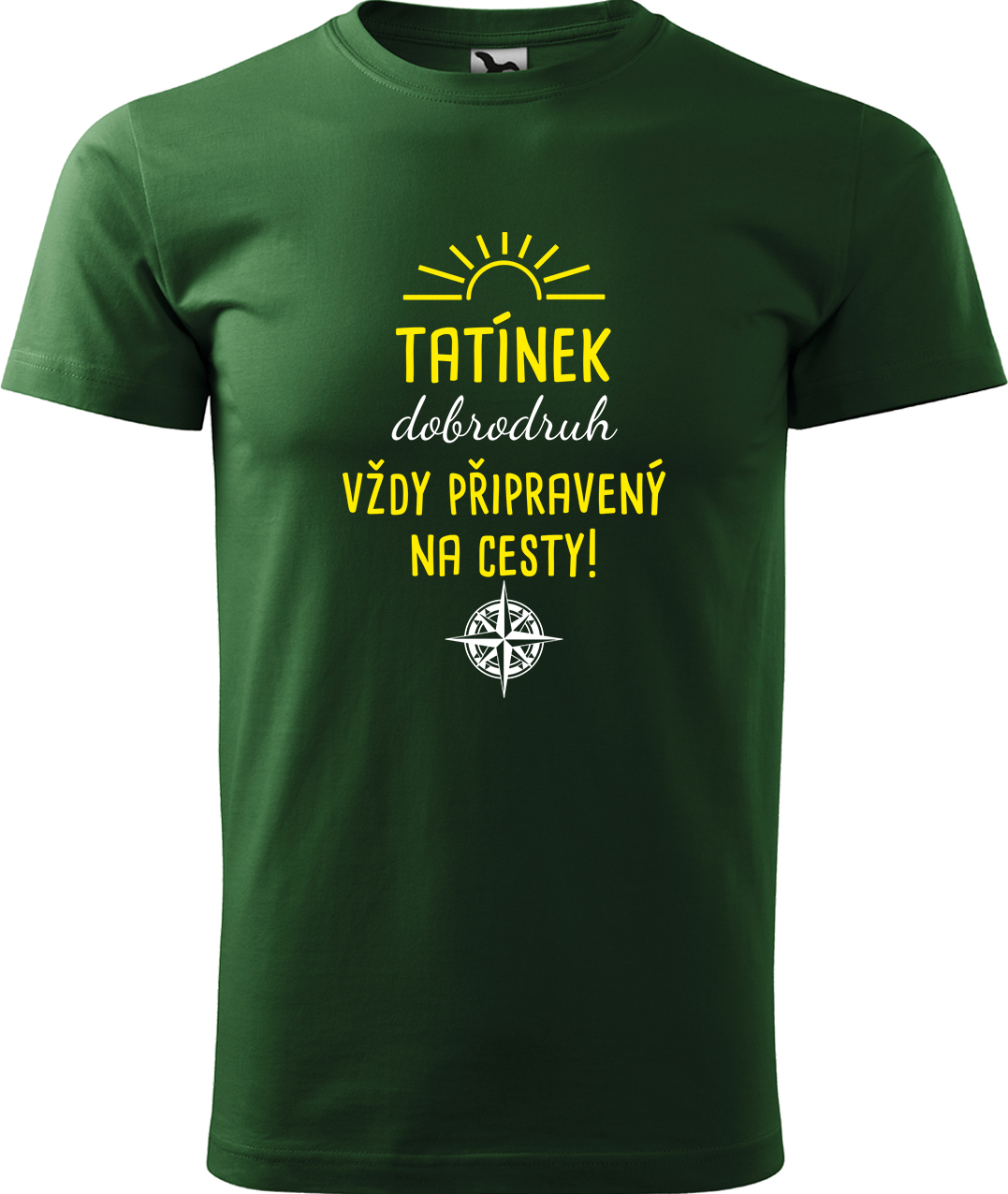 Pánské cestovatelské tričko - Tatínek dobrodruh Velikost: 3XL, Barva: Lahvově zelená (06), Střih: pánský