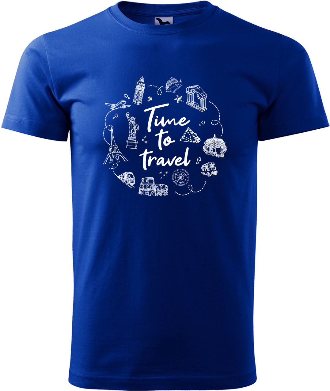 Pánské cestovatelské tričko - Time to travel Velikost: L, Barva: Královská modrá (05), Střih: pánský
