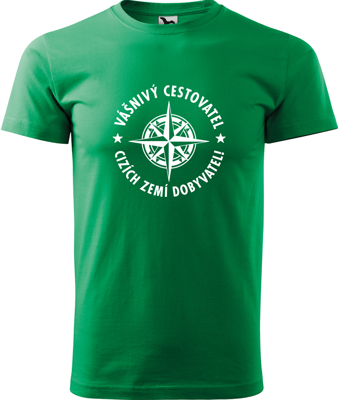 Pánské cestovatelské tričko - Vášnivý cestovatel, cizích zemí dobyvatel Velikost: M, Barva: Středně zelená (16), Střih: pánský