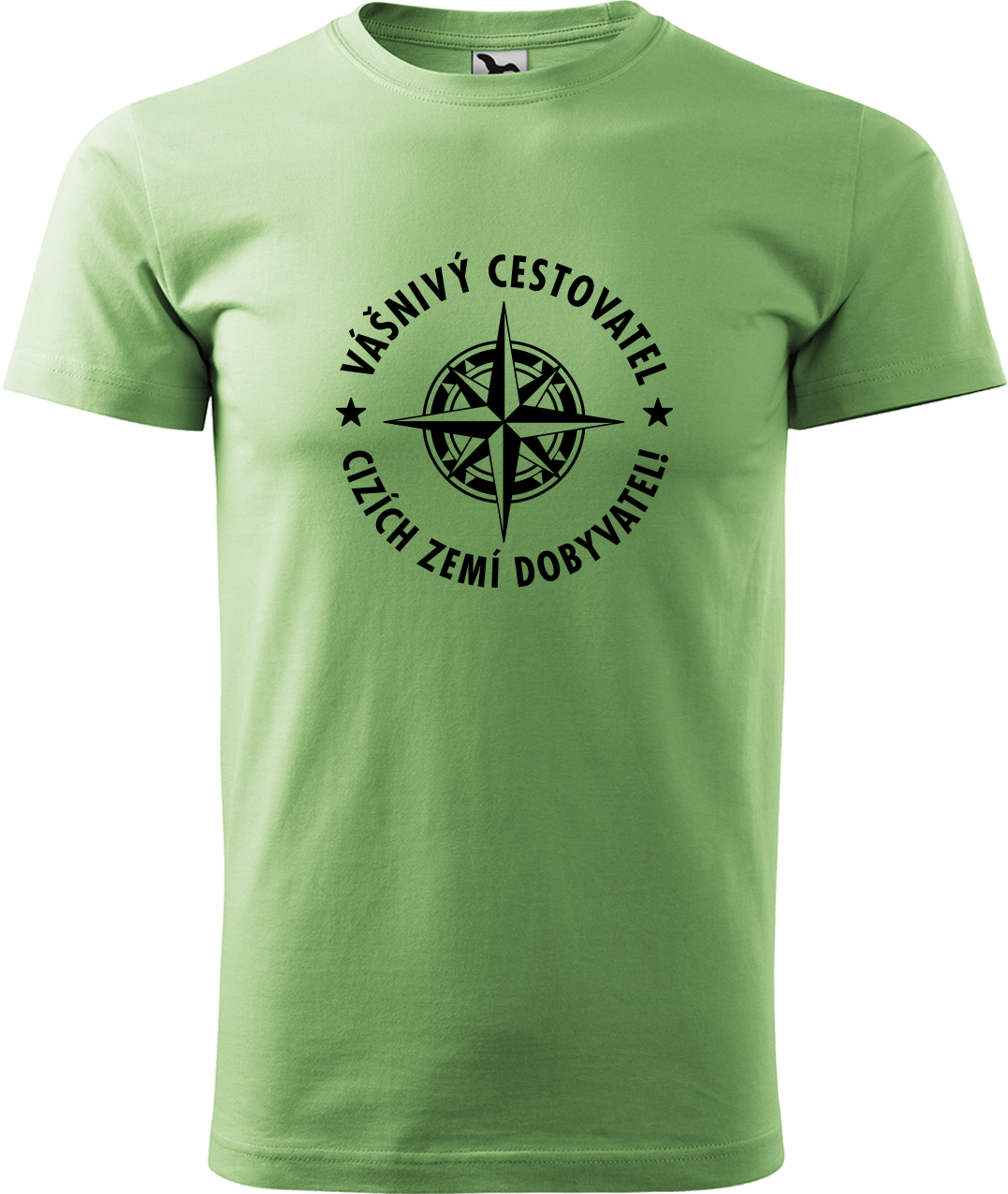 Pánské cestovatelské tričko - Vášnivý cestovatel, cizích zemí dobyvatel Velikost: XL, Barva: Trávově zelená (39), Střih: pánský
