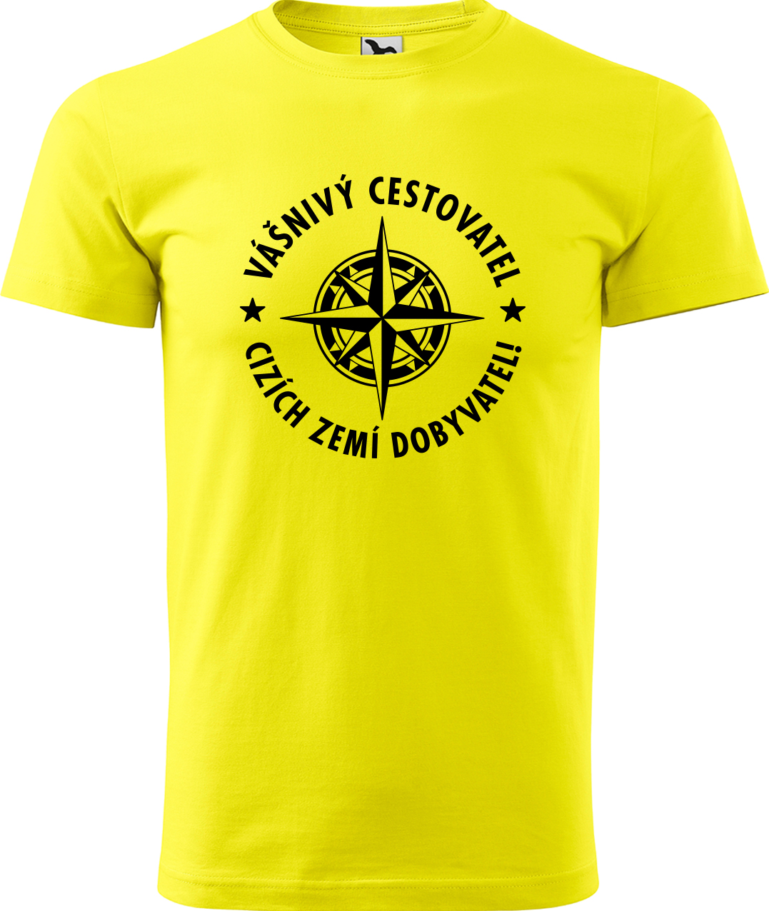 Pánské cestovatelské tričko - Vášnivý cestovatel, cizích zemí dobyvatel Velikost: L, Barva: Žlutá (04), Střih: pánský