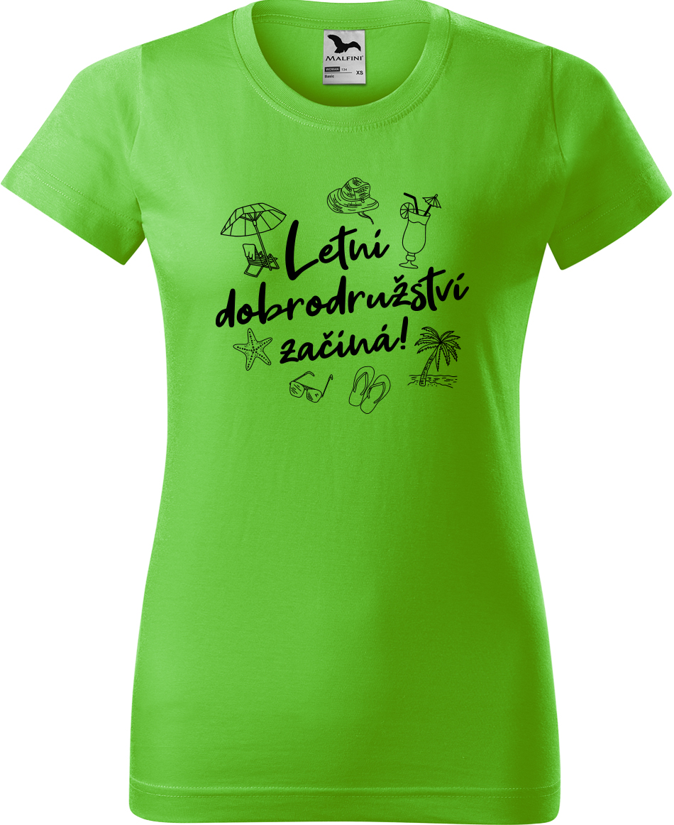 Dámské cestovatelské tričko - Letní dobrodružství začíná! Velikost: M, Barva: Apple Green (92), Střih: dámský