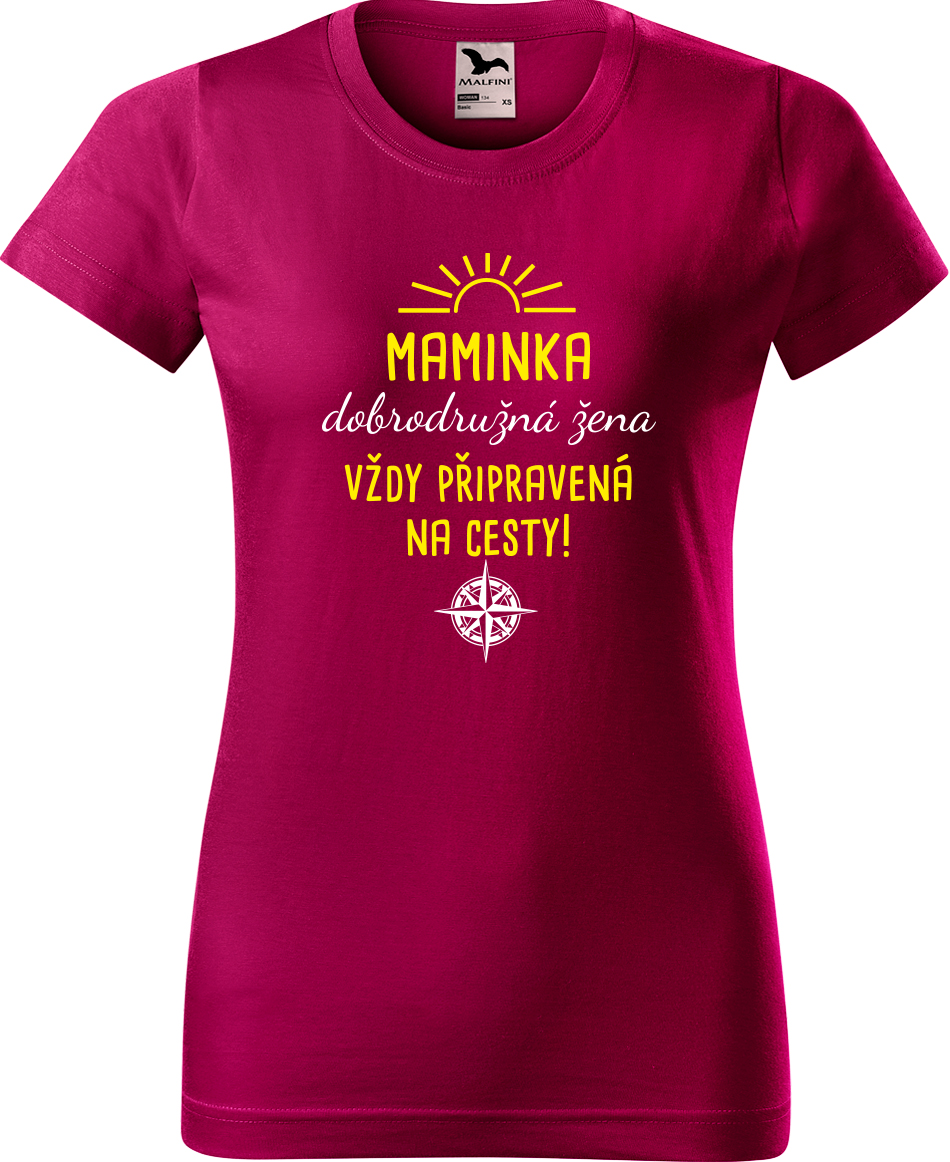 Dámské cestovatelské tričko - Maminka - dobrodružná žena Velikost: XL, Barva: Fuchsia red (49), Střih: dámský