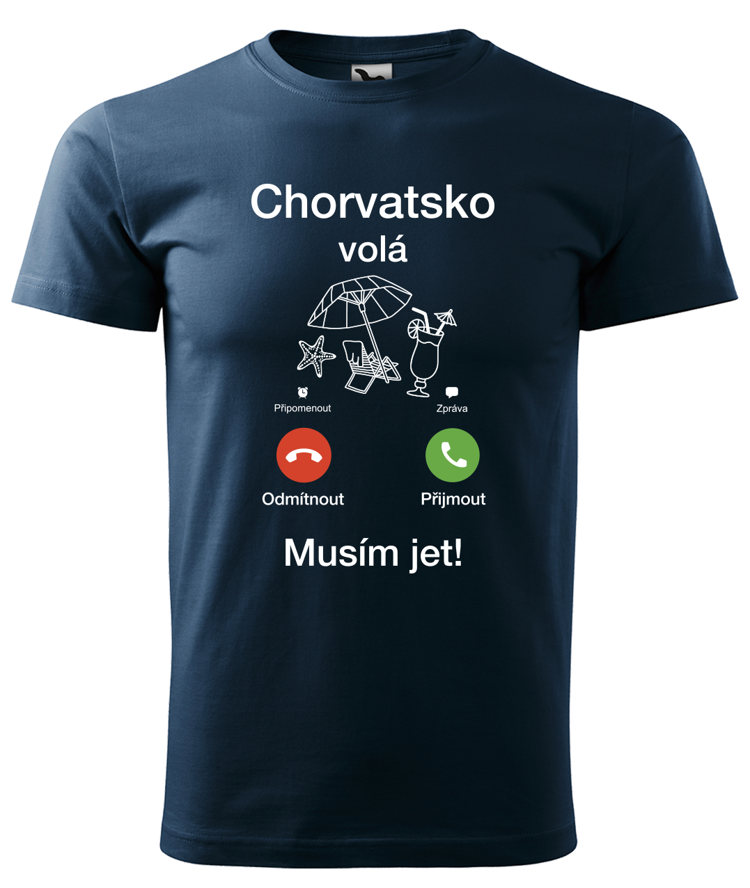 Dětské cestovatelské tričko - Chorvatsko volá - musím jet! Velikost: 4 roky / 110 cm, Barva: Námořní modrá (02)