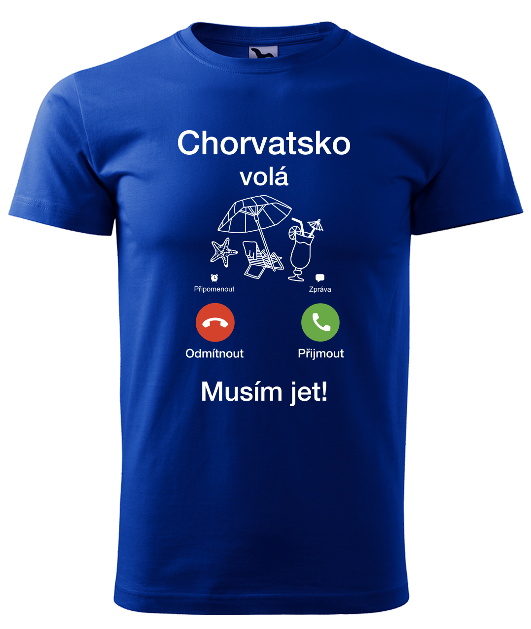 Dětské cestovatelské tričko - Chorvatsko volá - musím jet! Velikost: 4 roky / 110 cm, Barva: Královská modrá (05)