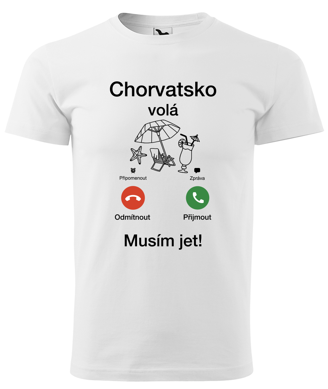 Dětské cestovatelské tričko - Chorvatsko volá - musím jet! Velikost: 4 roky / 110 cm, Barva: Bílá (00)