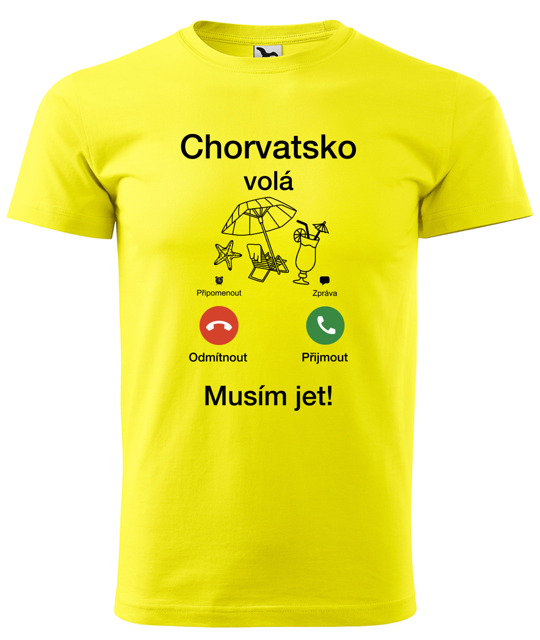 Dětské cestovatelské tričko - Chorvatsko volá - musím jet! Velikost: 4 roky / 110 cm, Barva: Žlutá (04)