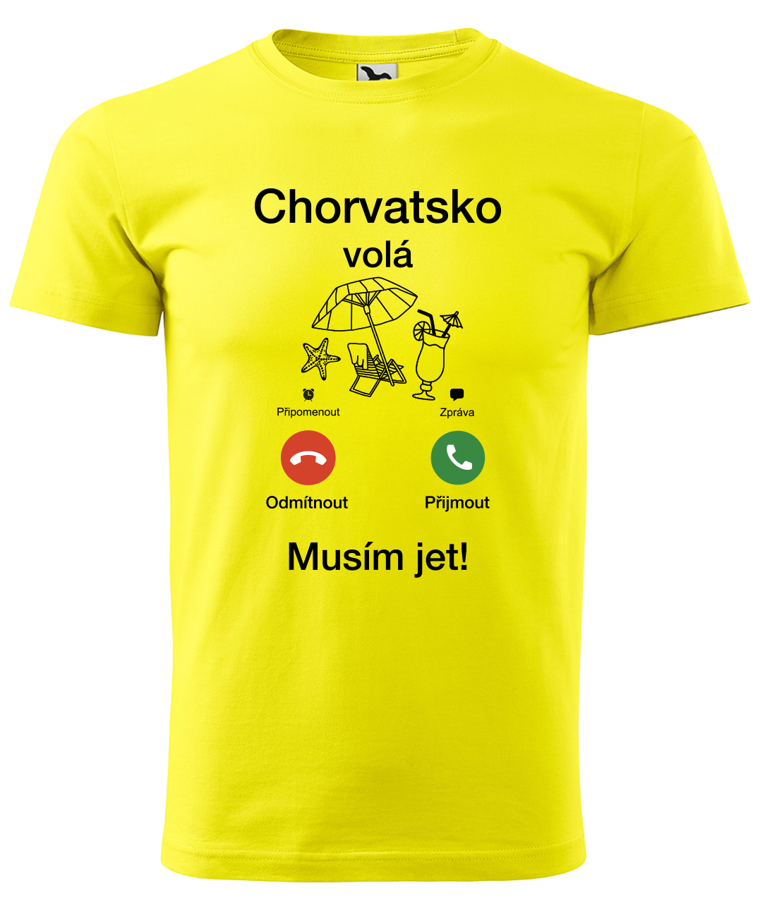 Dětské cestovatelské tričko - Chorvatsko volá - musím jet! Velikost: 10 let / 146 cm, Barva: Žlutá (04)