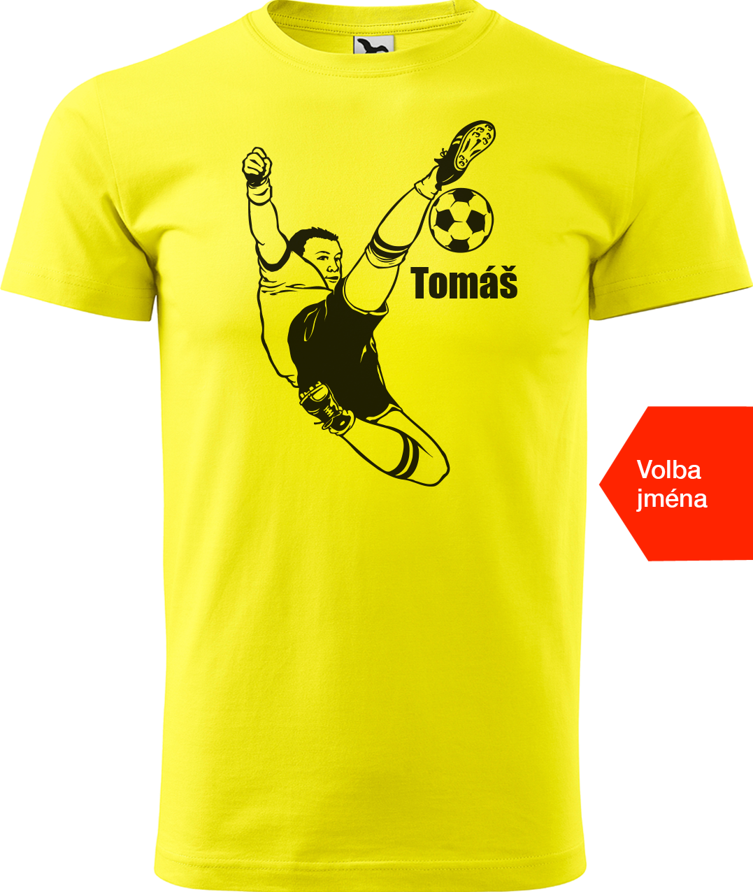 Tričko se jménem pro fotbalistu - Fotbalista s míčem Velikost: L, Barva: Žlutá (04)