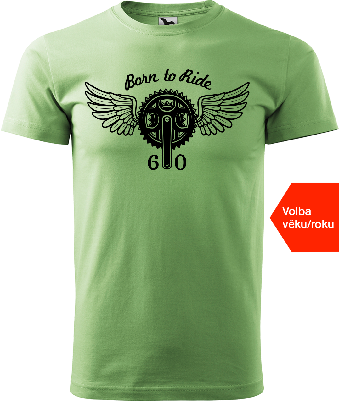 Pánské tričko pro cyklistu s věkem/rokem narození - Born to Ride (převodník) Velikost: XL, Barva: Trávově zelená (39)