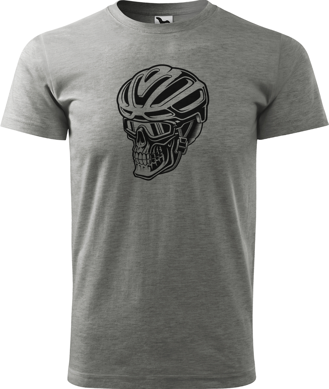 Pánské tričko pro cyklistu - Lebka v helmě Velikost: S, Barva: Tmavě šedý melír (12)