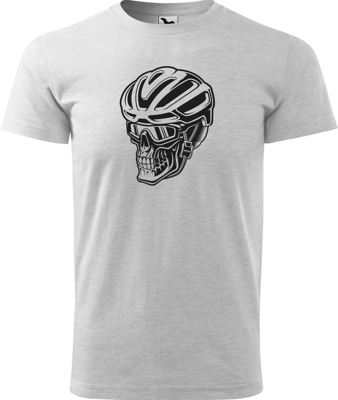 Pánské tričko pro cyklistu - Lebka v helmě Velikost: 3XL, Barva: Světle šedý melír (03)