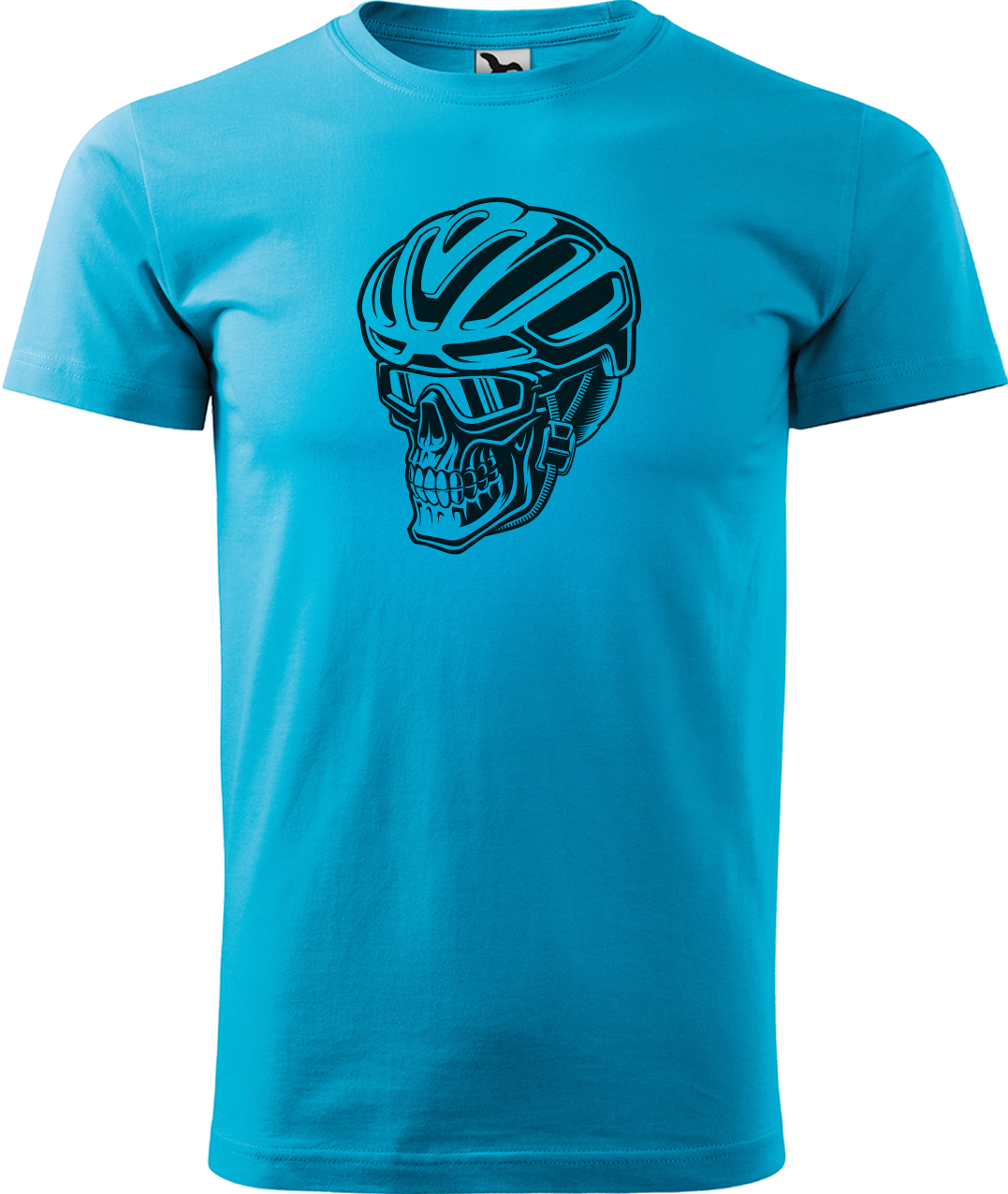 Pánské tričko pro cyklistu - Lebka v helmě Velikost: M, Barva: Tyrkysová (44)