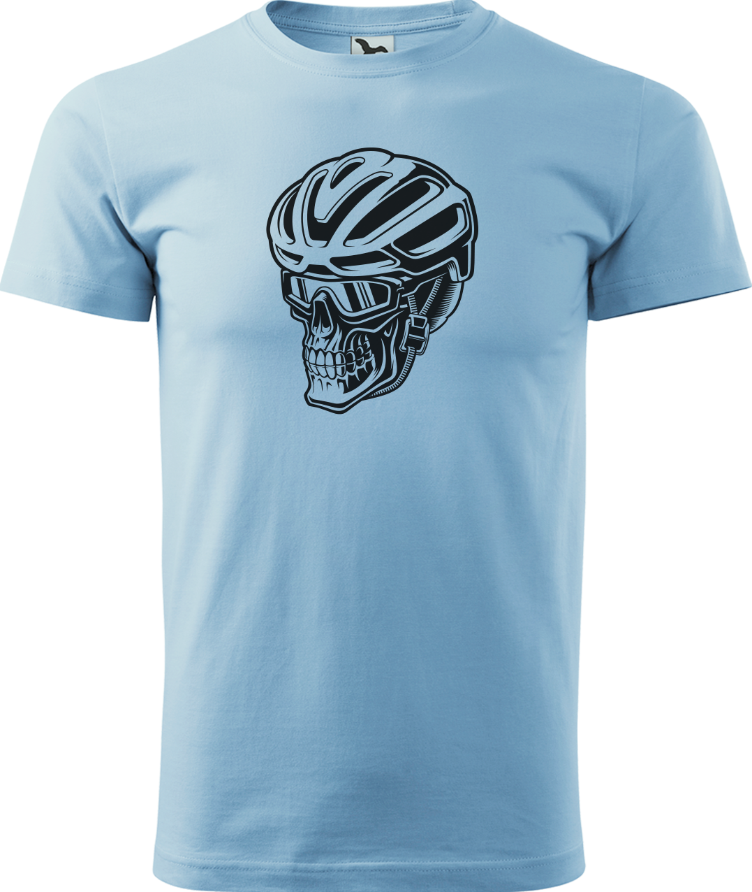 Pánské tričko pro cyklistu - Lebka v helmě Velikost: M, Barva: Nebesky modrá (15)