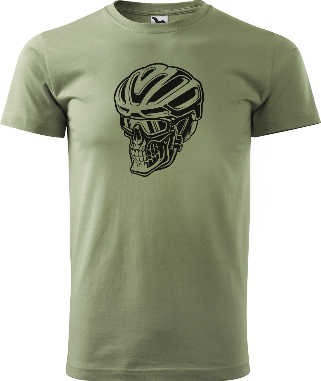 Pánské tričko pro cyklistu - Lebka v helmě Velikost: 3XL, Barva: Světlá khaki (28)