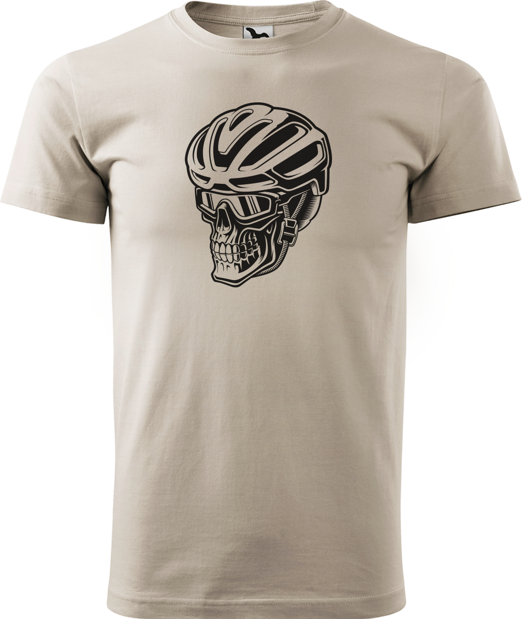 Pánské tričko pro cyklistu - Lebka v helmě Velikost: M, Barva: Béžová (51)