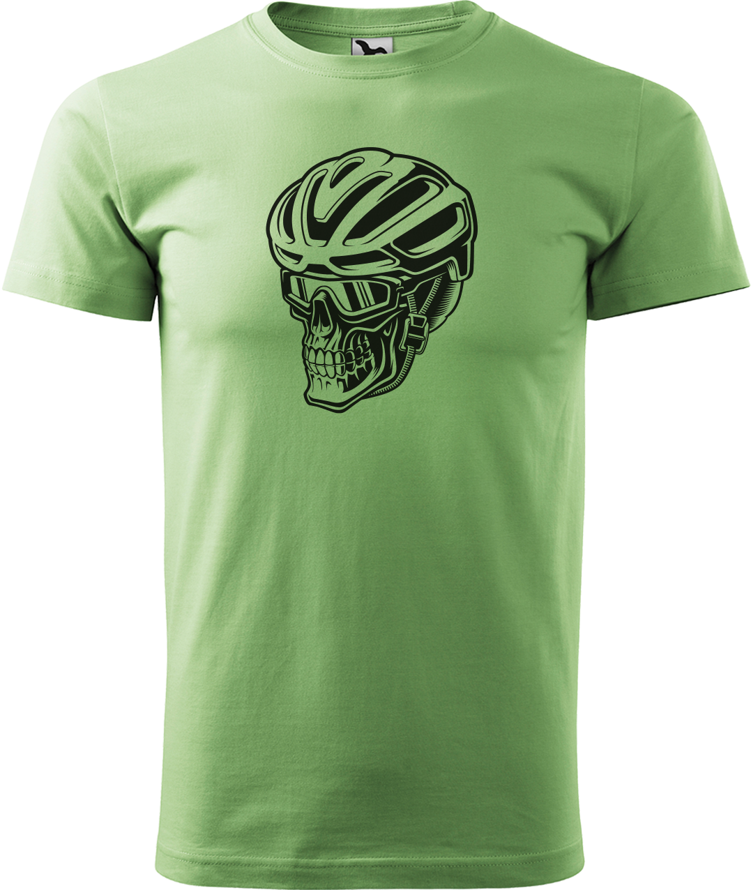 Pánské tričko pro cyklistu - Lebka v helmě Velikost: S, Barva: Trávově zelená (39)