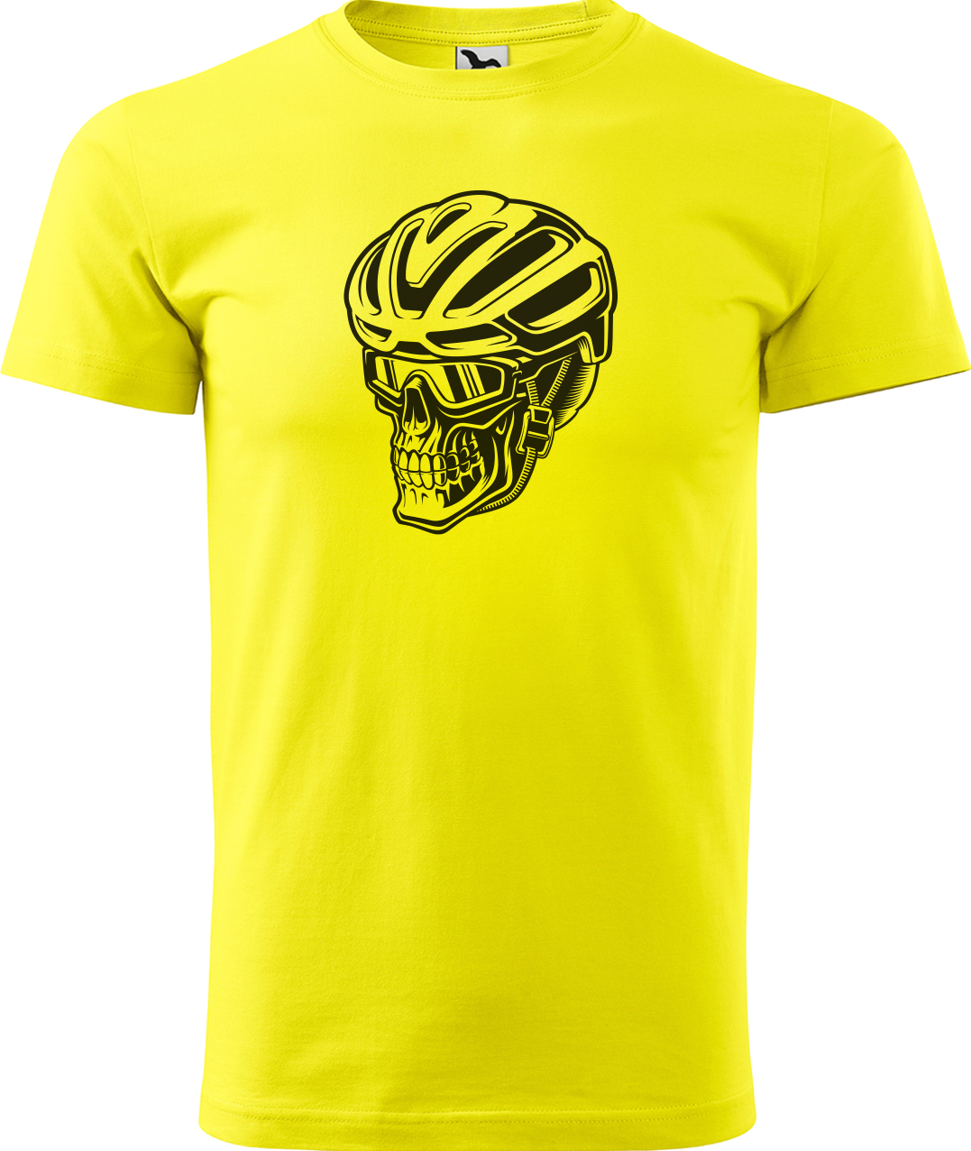 Pánské tričko pro cyklistu - Lebka v helmě Velikost: L, Barva: Žlutá (04)