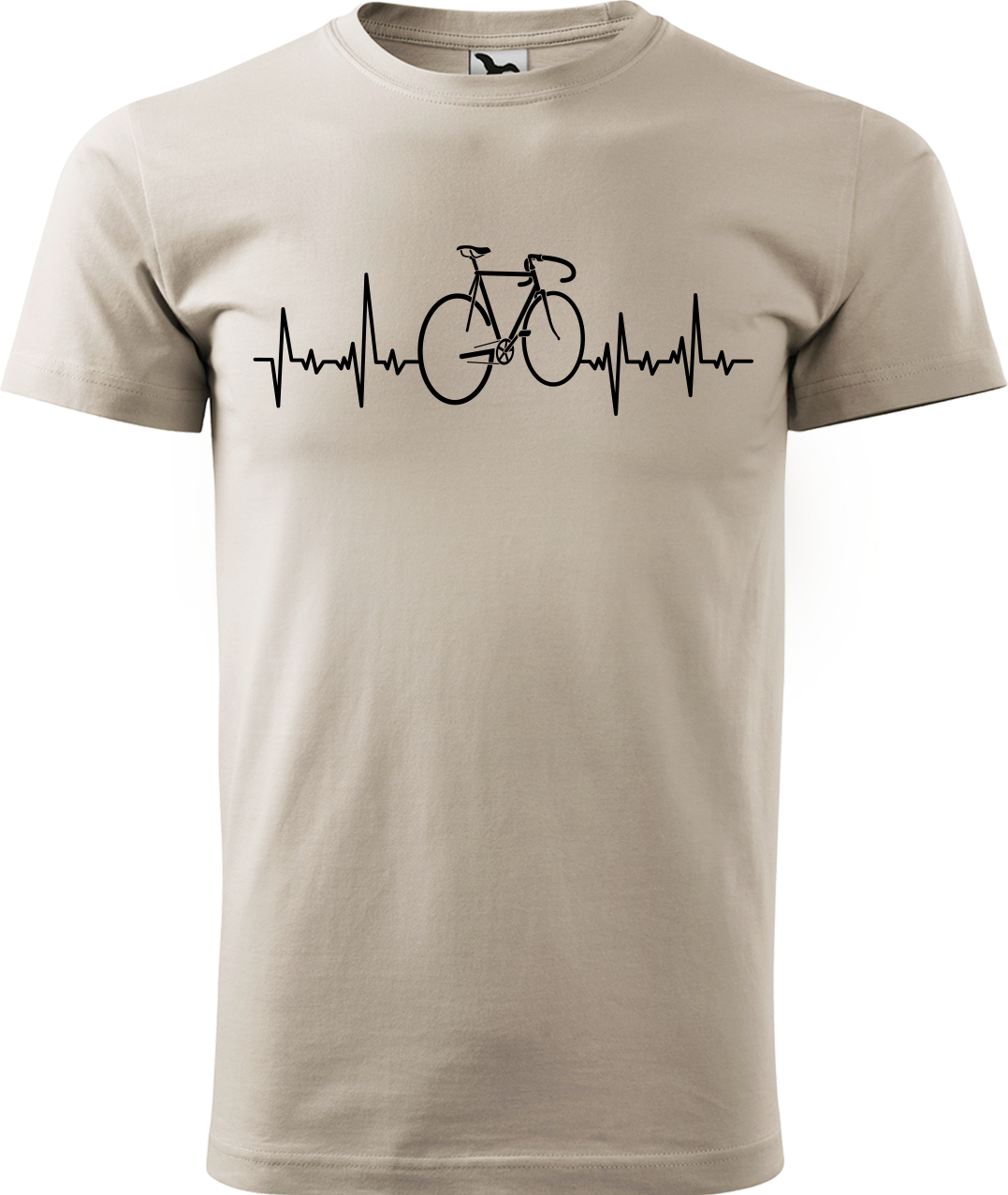 Pánské tričko s kolem - Cyklistův kardiogram Velikost: XL, Barva: Béžová (51)