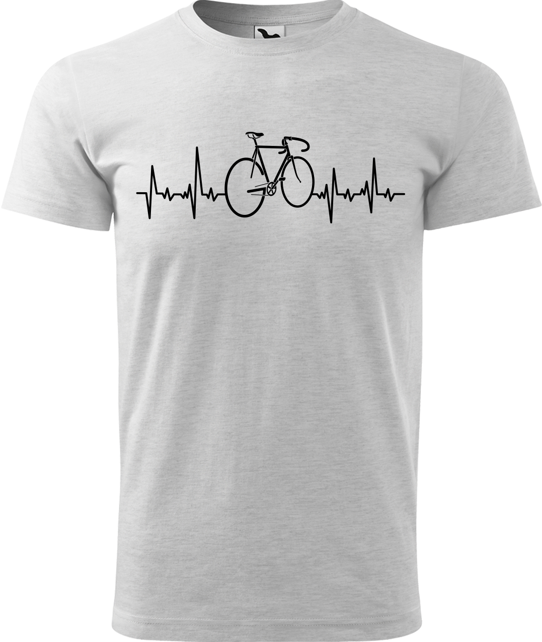 Pánské tričko s kolem - Cyklistův kardiogram Velikost: 2XL, Barva: Světle šedý melír (03)