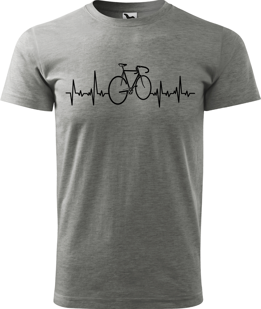 Pánské tričko s kolem - Cyklistův kardiogram Velikost: 2XL, Barva: Tmavě šedý melír (12)