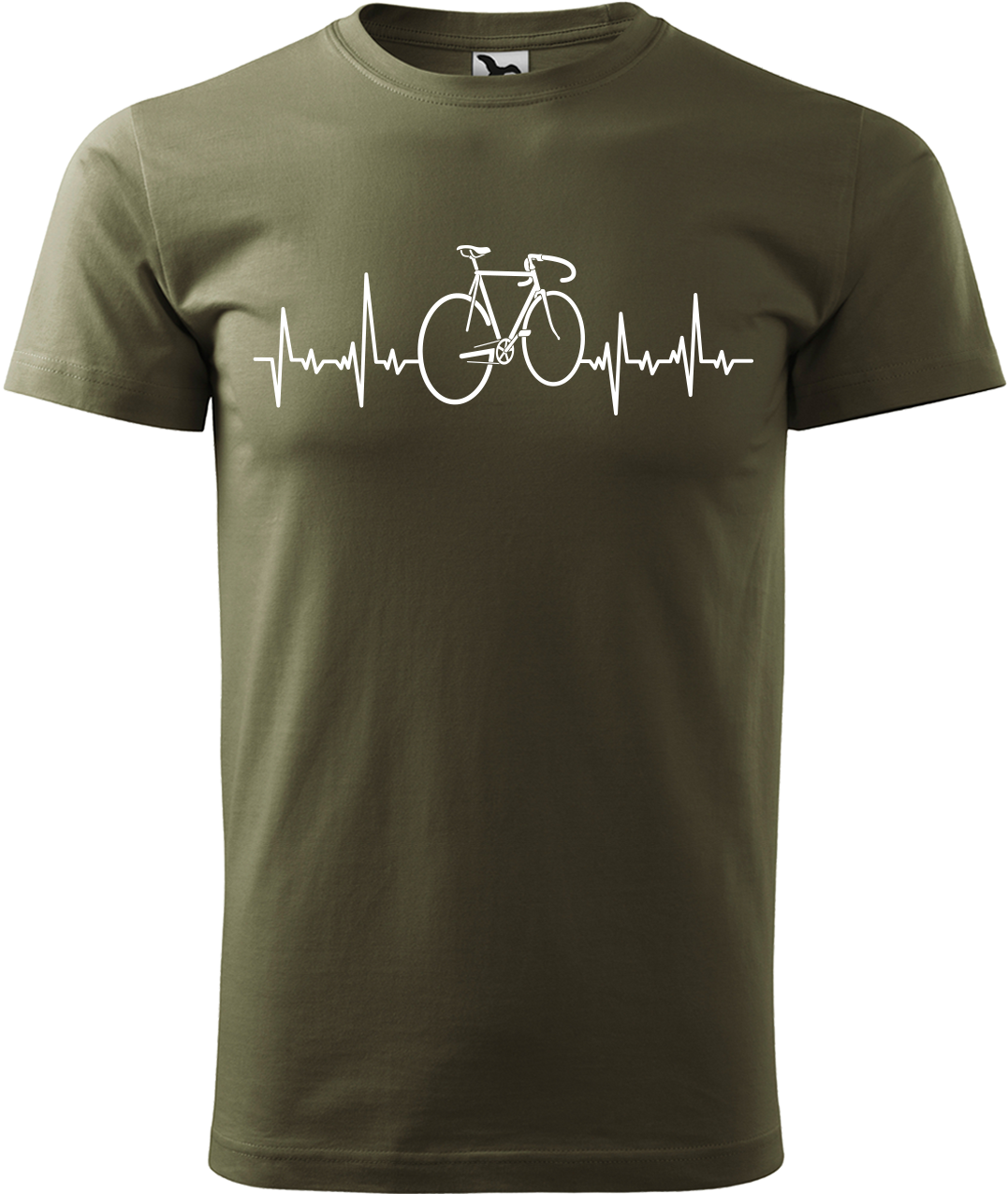 Pánské tričko s kolem - Cyklistův kardiogram Velikost: XL, Barva: Military (69)