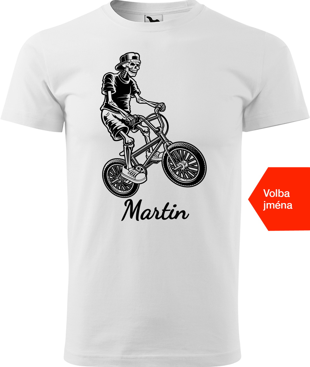 Pánské tričko s kolem a jménem - Trial Bike Velikost: S, Barva: Bílá (00)