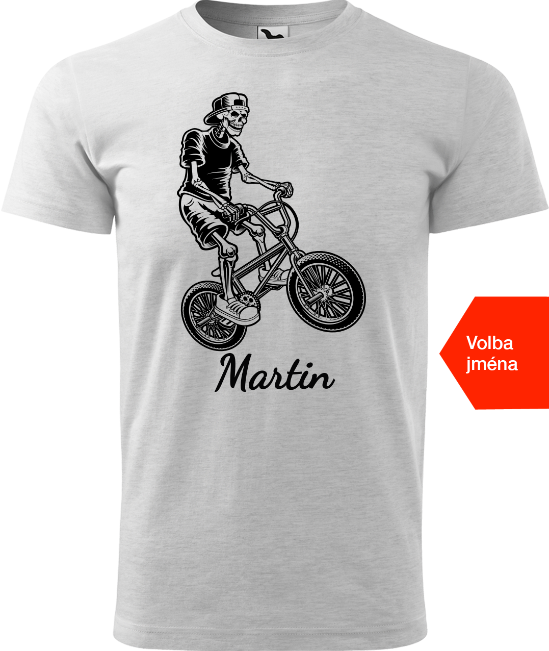 Pánské tričko s kolem a jménem - Trial Bike Velikost: L, Barva: Světle šedý melír (03)