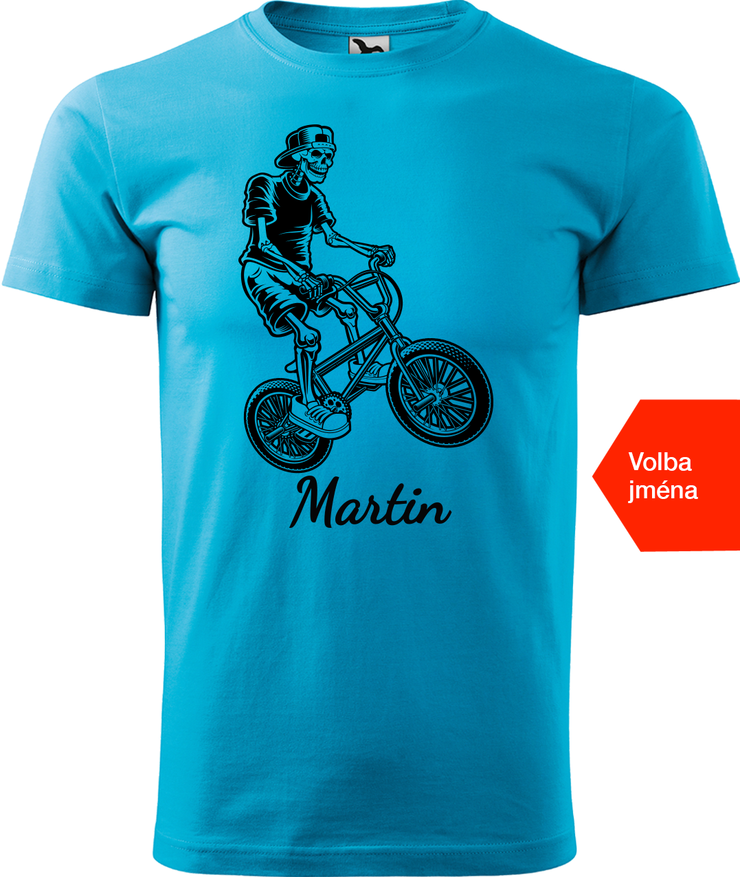 Pánské tričko s kolem a jménem - Trial Bike Velikost: M, Barva: Tyrkysová (44)