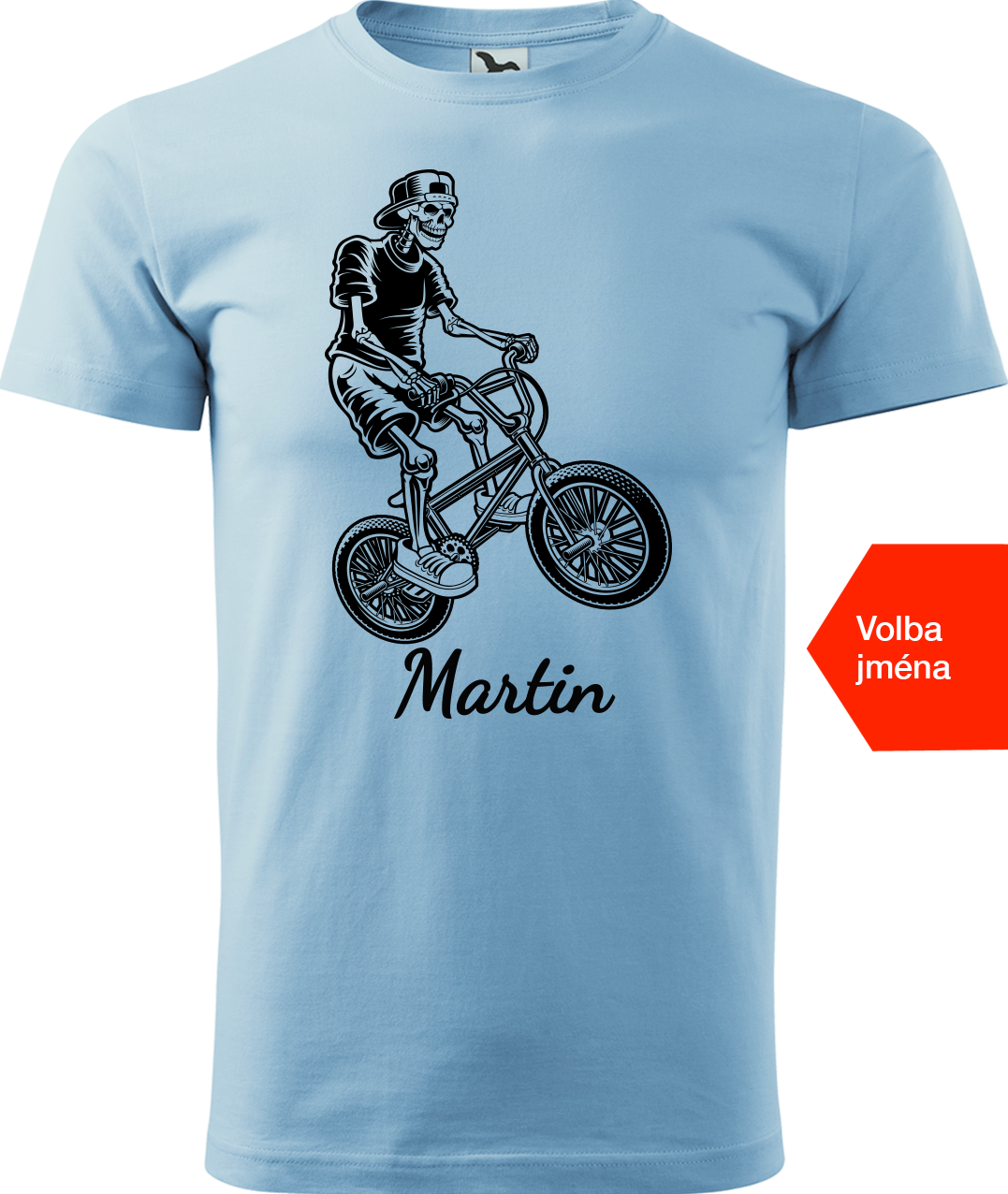 Pánské tričko s kolem a jménem - Trial Bike Velikost: L, Barva: Nebesky modrá (15)