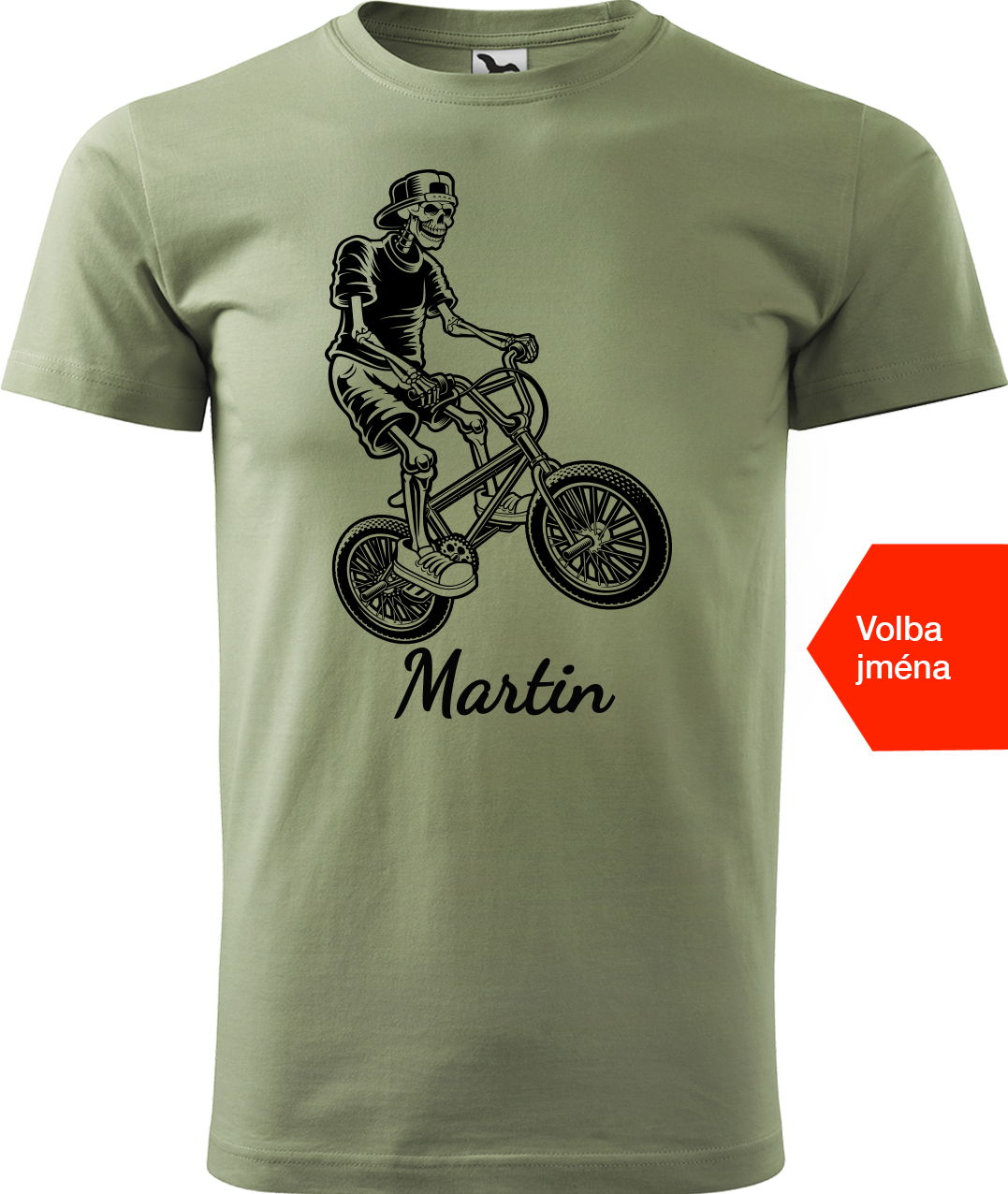 Pánské tričko s kolem a jménem - Trial Bike Velikost: 4XL, Barva: Světlá khaki (28)