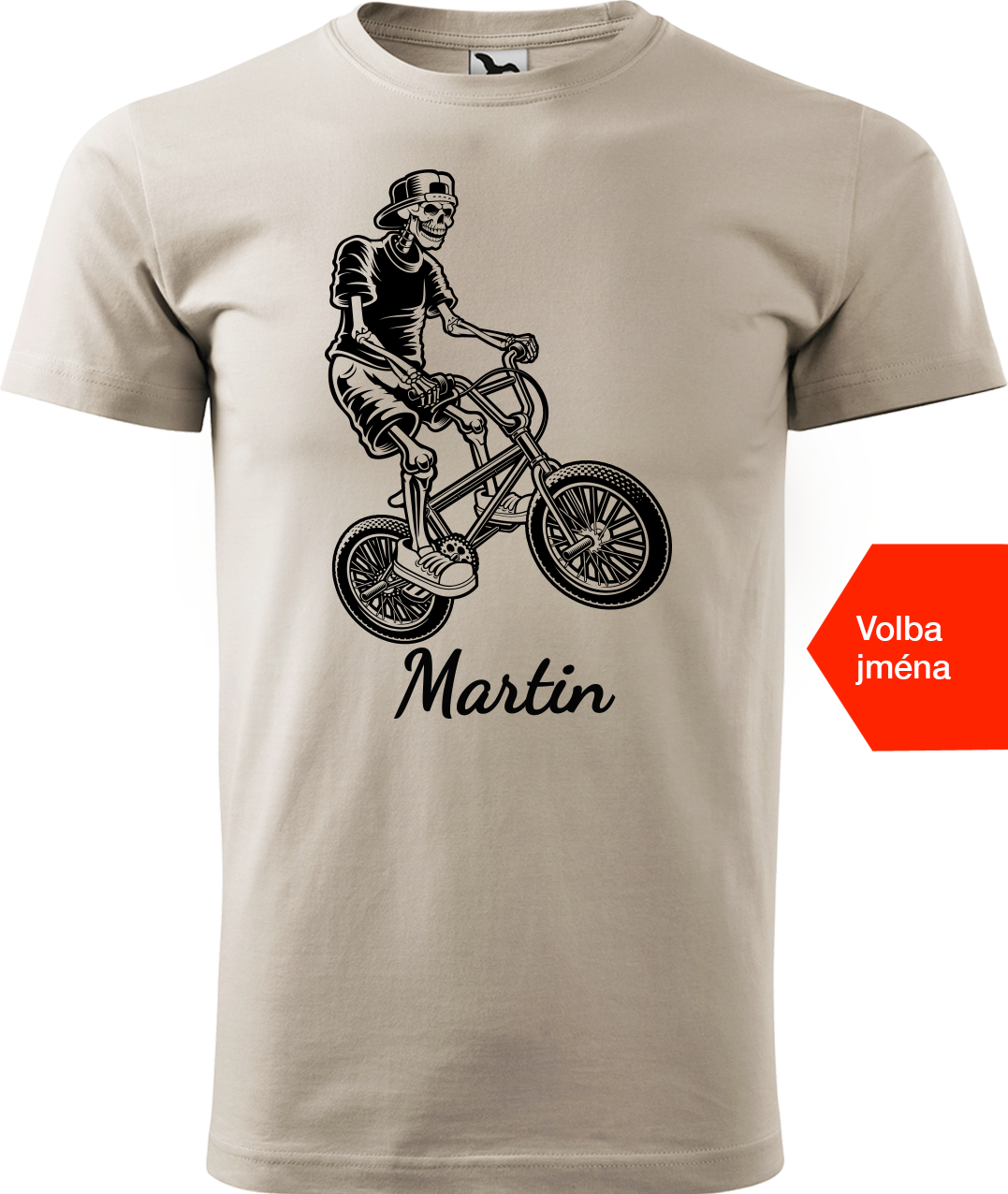 Pánské tričko s kolem a jménem - Trial Bike Velikost: M, Barva: Béžová (51)