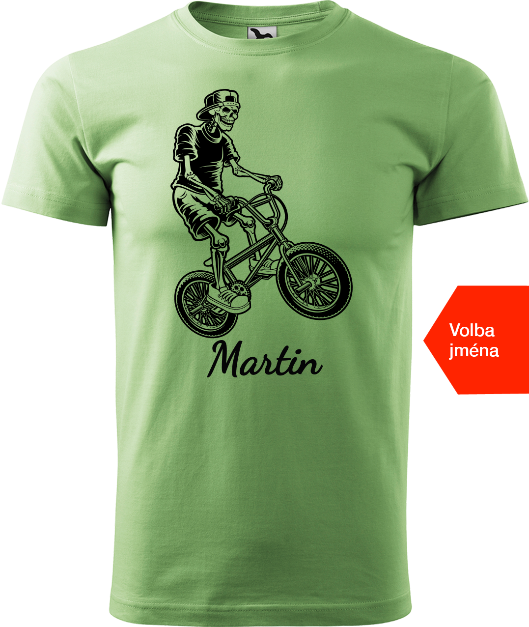 Pánské tričko s kolem a jménem - Trial Bike Velikost: XL, Barva: Trávově zelená (39)