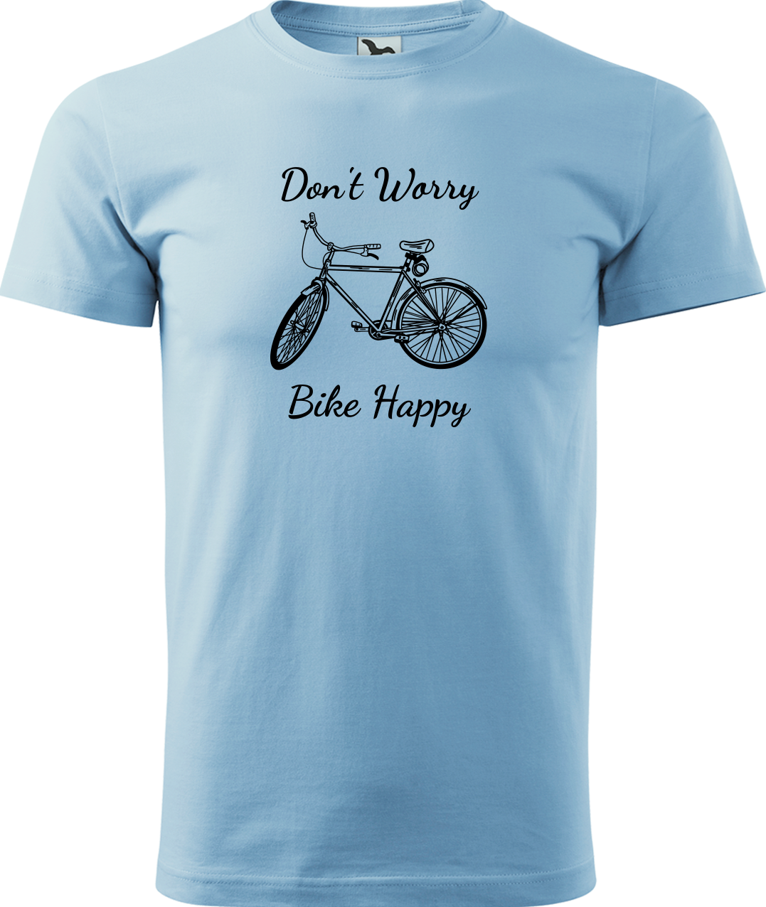 Pánské tričko s kolem - Don't Worry Bike Happy Velikost: M, Barva: Nebesky modrá (15)