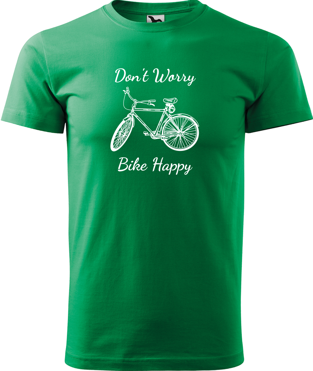 Pánské tričko s kolem - Don't Worry Bike Happy Velikost: 2XL, Barva: Středně zelená (16)