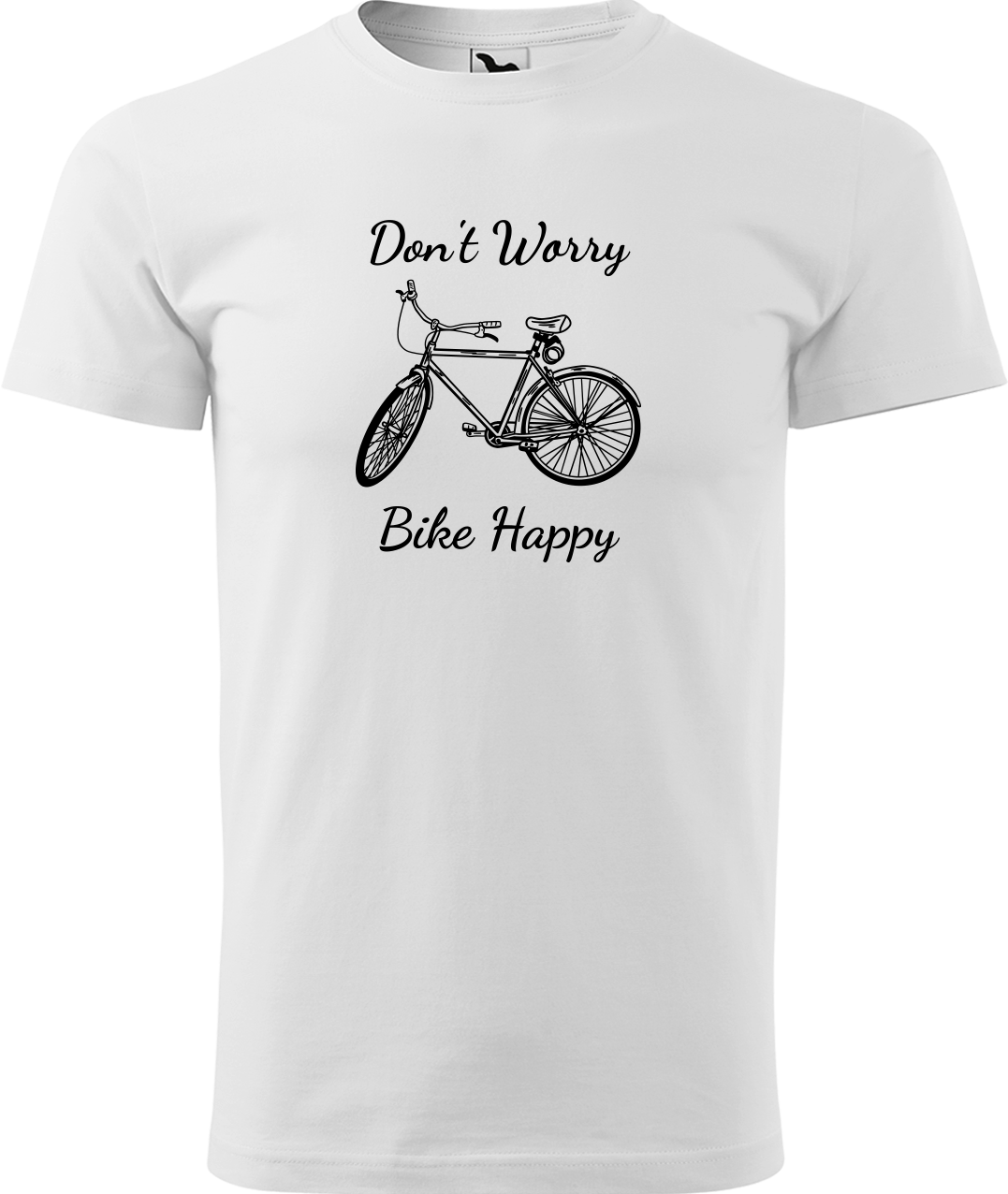Pánské tričko s kolem - Don't Worry Bike Happy Velikost: 4XL, Barva: Bílá (00)