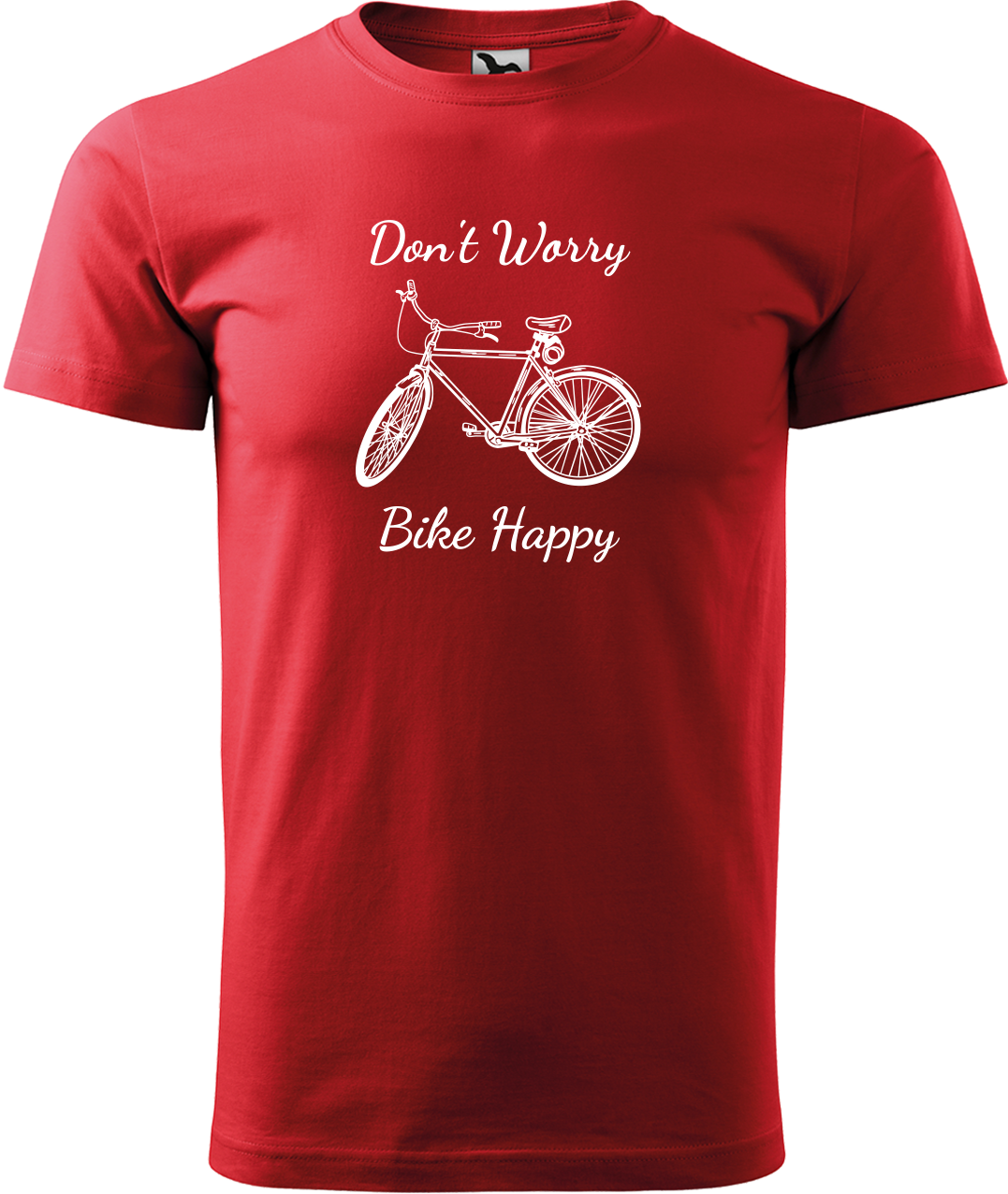 Pánské tričko s kolem - Don't Worry Bike Happy Velikost: L, Barva: Červená (07)