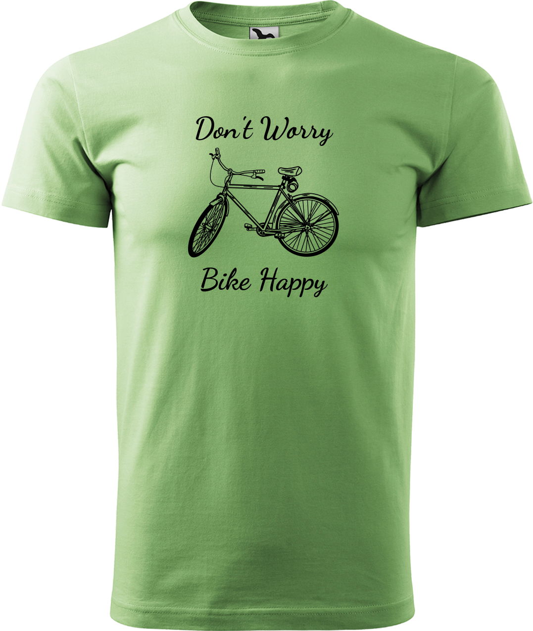 Pánské tričko s kolem - Don't Worry Bike Happy Velikost: M, Barva: Trávově zelená (39)