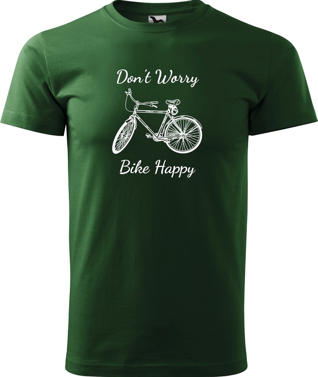 Pánské tričko s kolem - Don't Worry Bike Happy Velikost: L, Barva: Lahvově zelená (06)