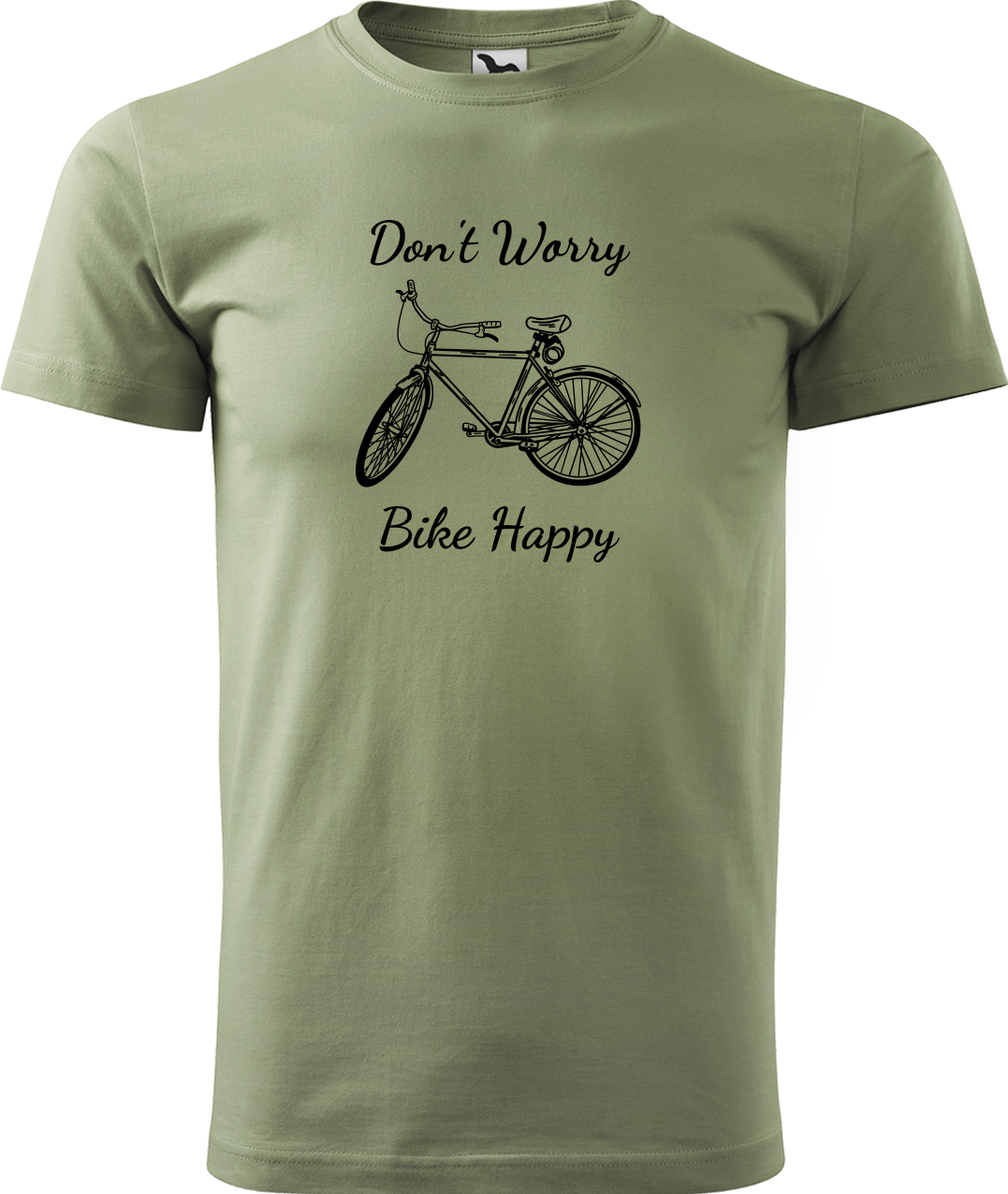 Pánské tričko s kolem - Don't Worry Bike Happy Velikost: XL, Barva: Světlá khaki (28)
