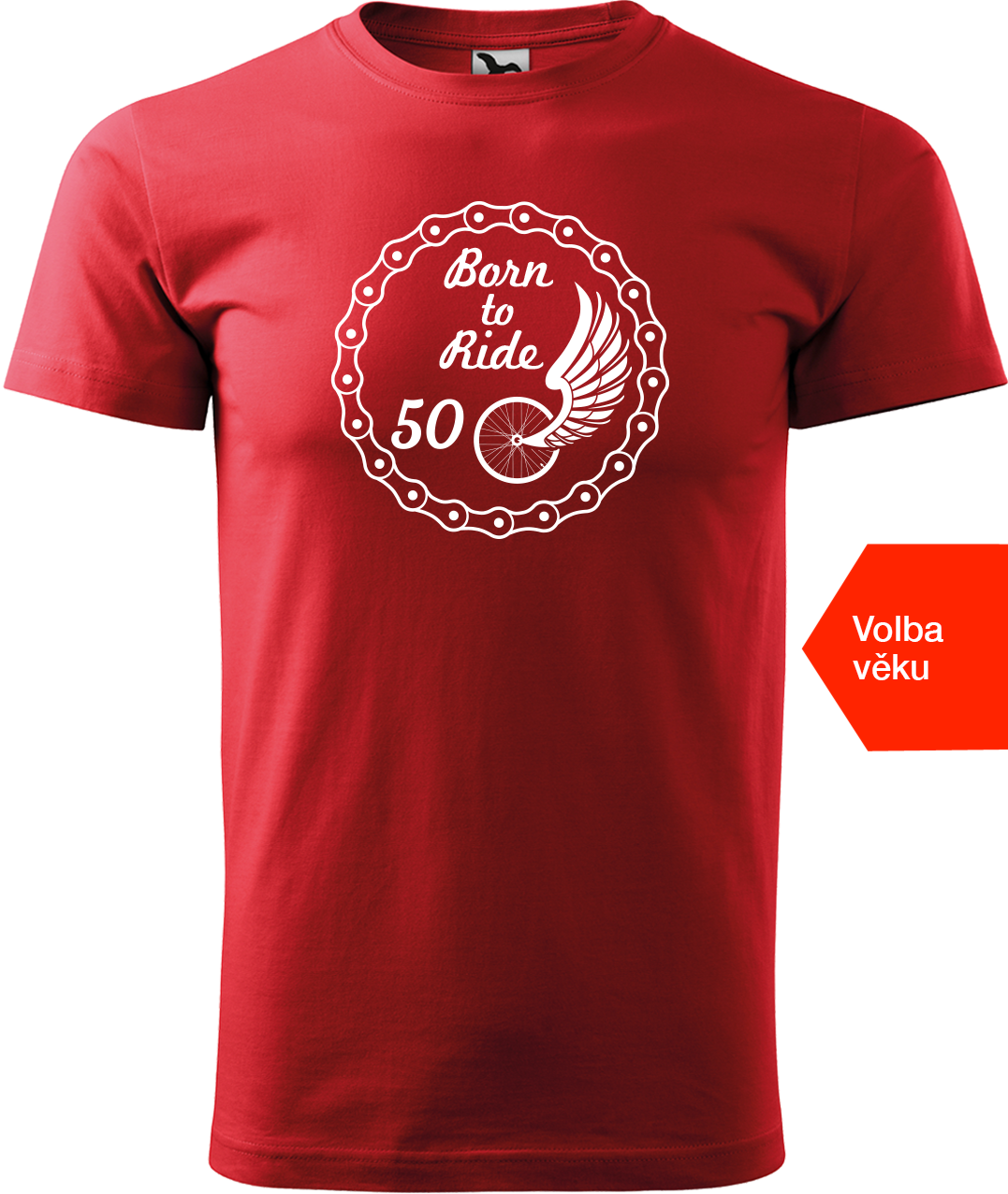 Pánské tričko pro cyklistu s věkem - Born to Ride (wings) Velikost: XL, Barva: Červená (07)