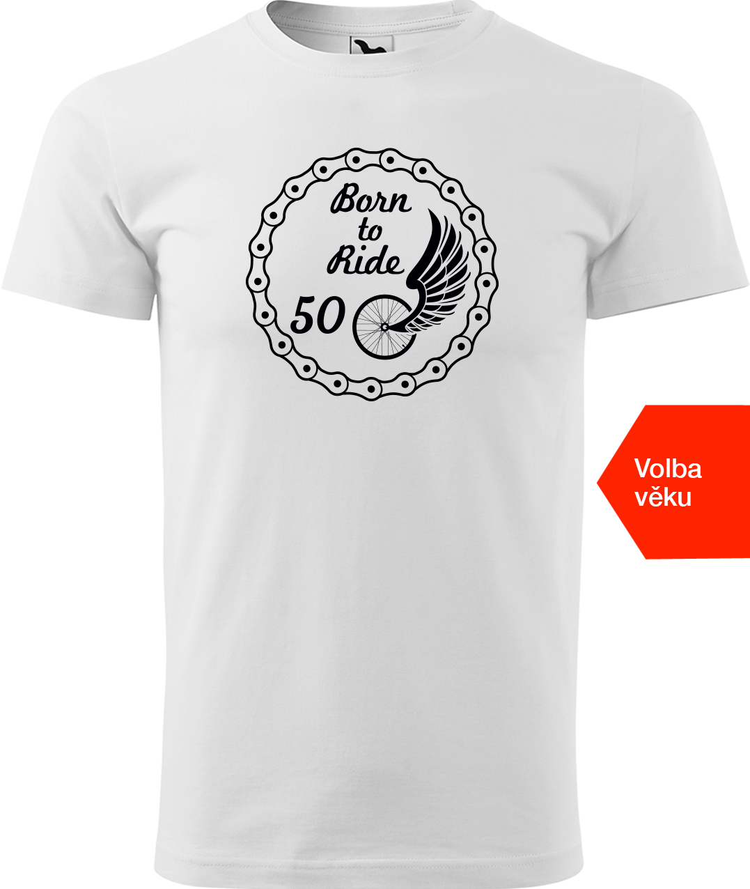 Pánské tričko pro cyklistu s věkem - Born to Ride (wings) Velikost: S, Barva: Bílá (00)