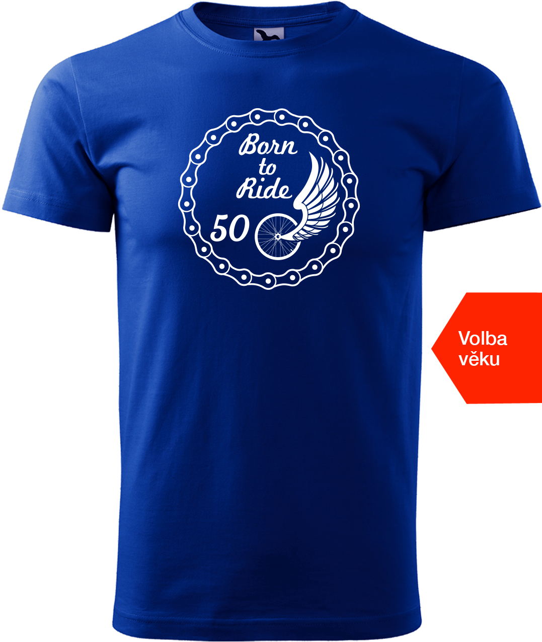 Pánské tričko pro cyklistu s věkem - Born to Ride (wings) Velikost: S, Barva: Královská modrá (05)
