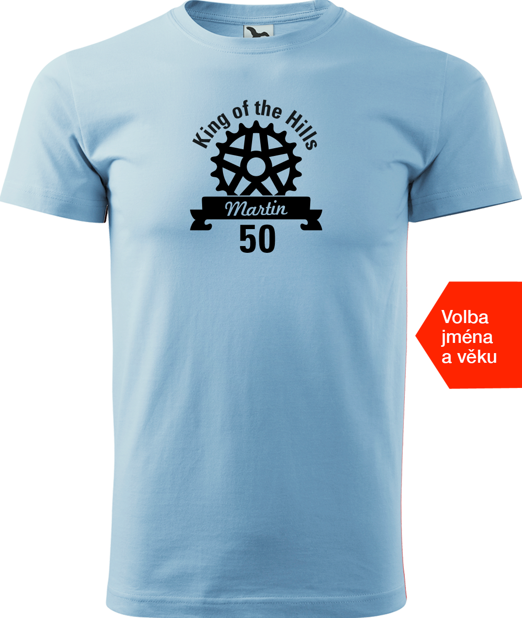 Pánské tričko pro cyklistu se jménem - King of the Hills Velikost: S, Barva: Nebesky modrá (15)