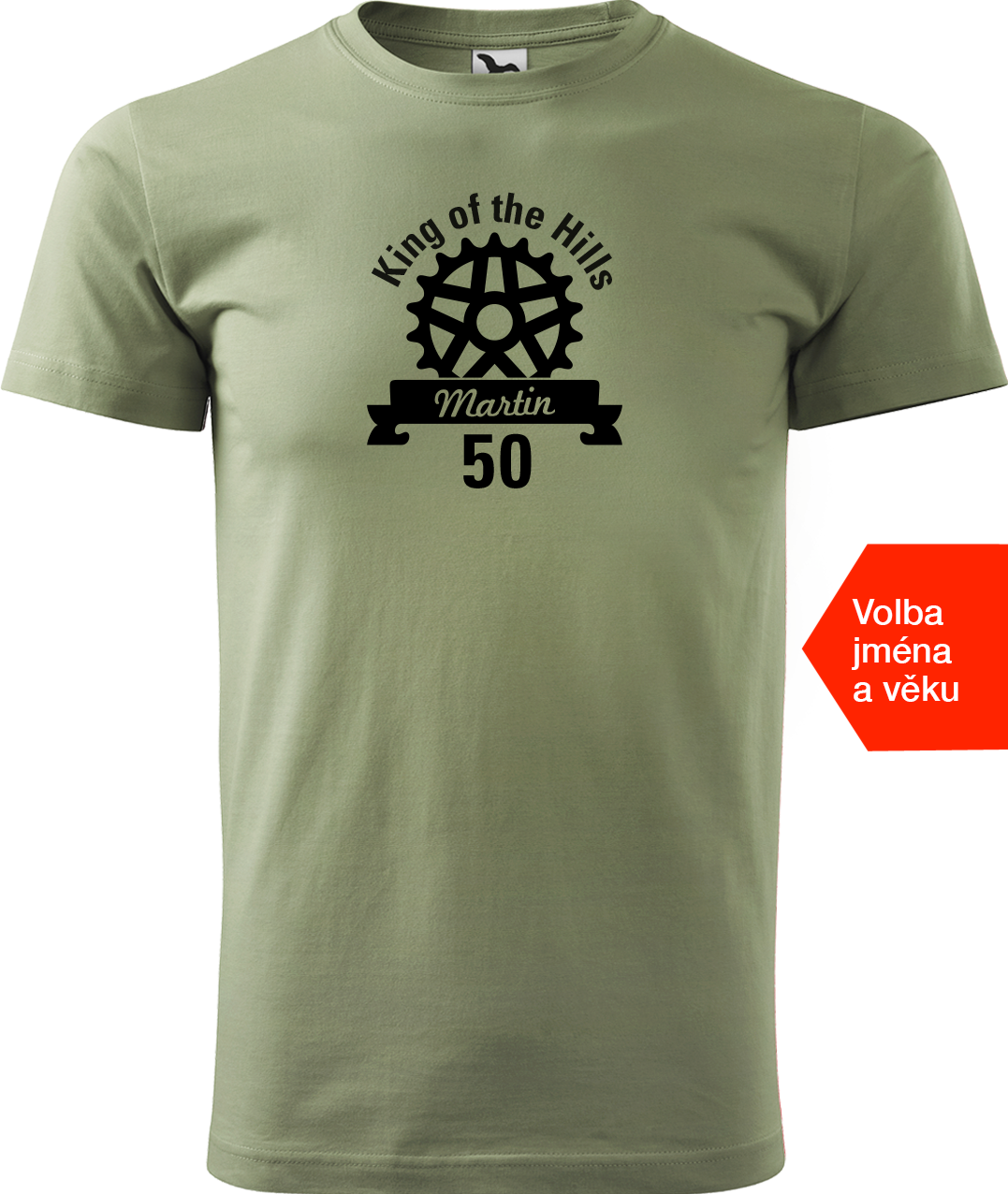 Pánské tričko pro cyklistu se jménem - King of the Hills Velikost: S, Barva: Světlá khaki (28)