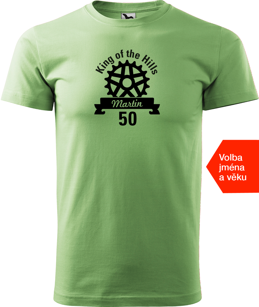 Pánské tričko pro cyklistu se jménem - King of the Hills Velikost: M, Barva: Trávově zelená (39)