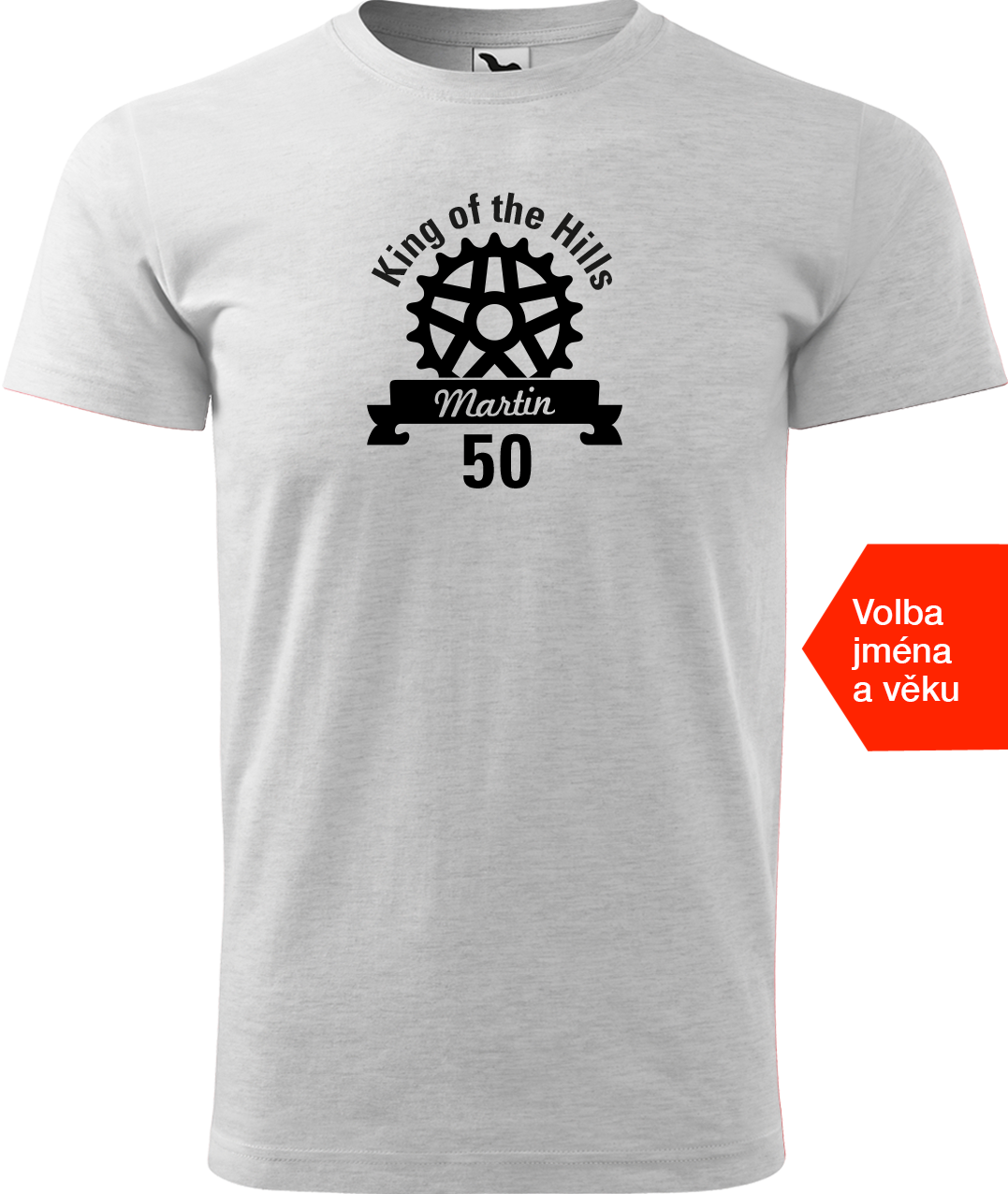 Pánské tričko pro cyklistu se jménem - King of the Hills Velikost: L, Barva: Světle šedý melír (03)