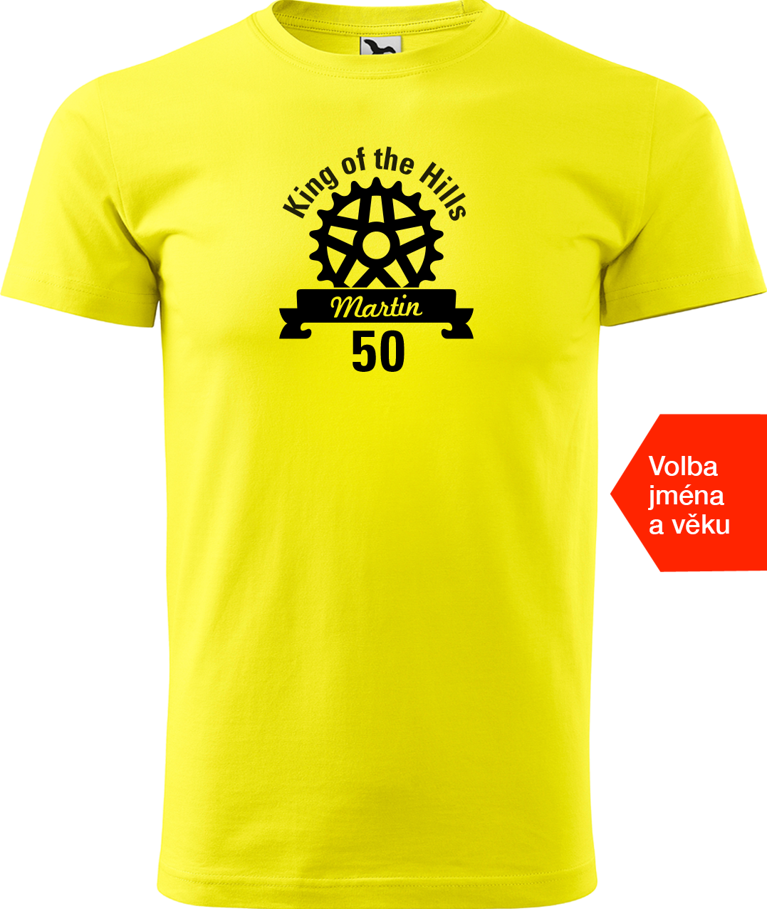 Pánské tričko pro cyklistu se jménem - King of the Hills Velikost: 3XL, Barva: Žlutá (04)
