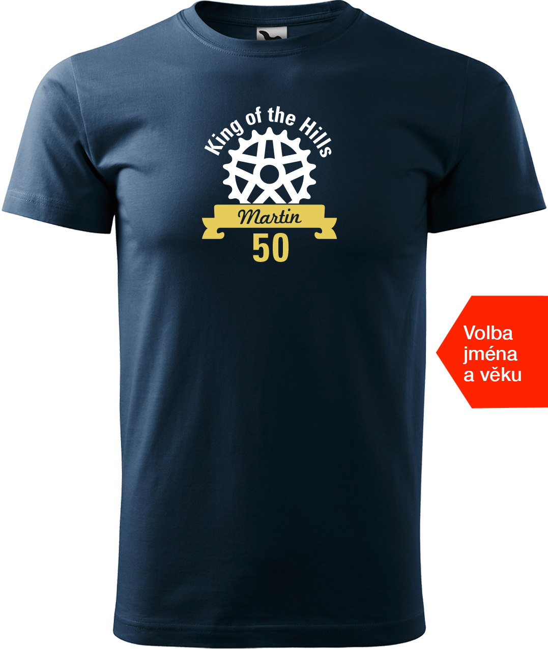 Pánské tričko pro cyklistu se jménem - King of the Hills Velikost: XL, Barva: Námořní modrá (02)